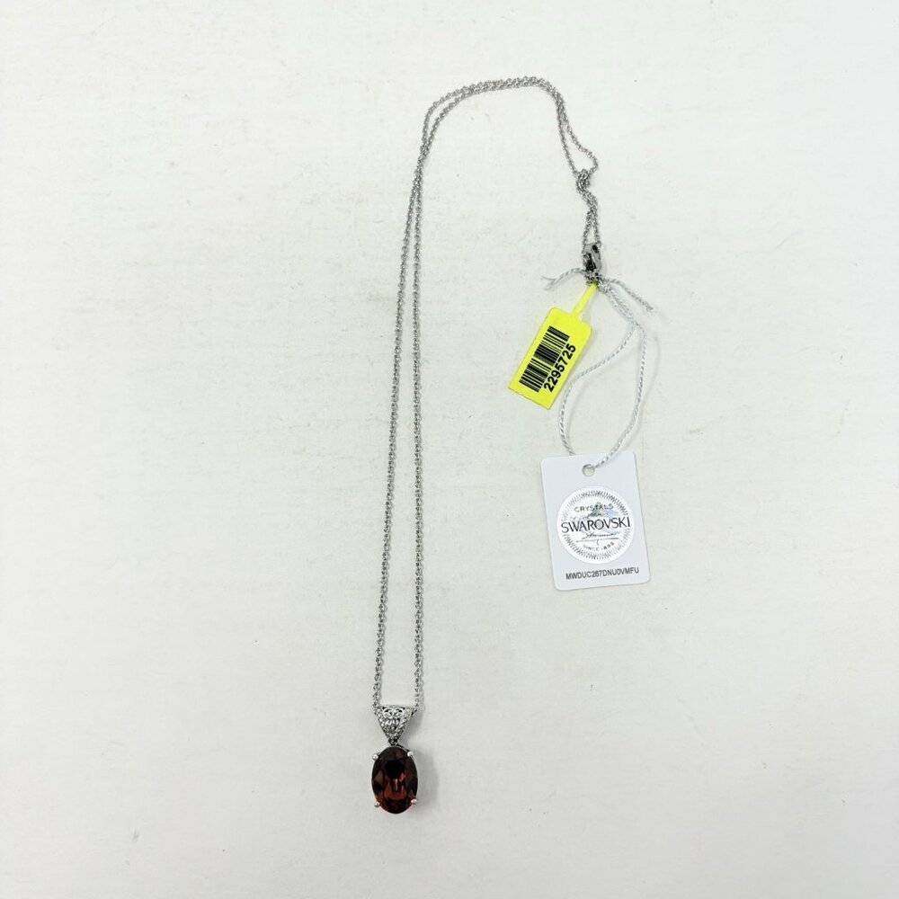 Shop LC Sterling Silver Swarovski Brown Crystal Pendant with 20in Chain 5418